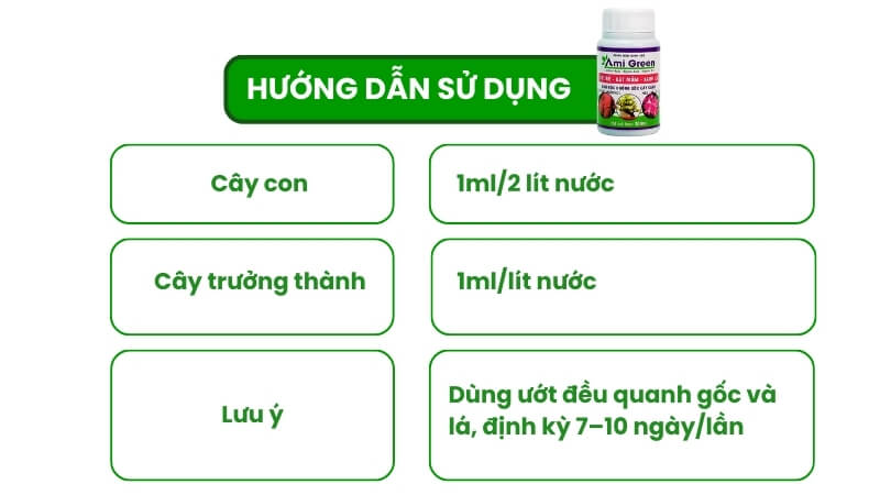hướng dẫn sử dụng ami green cho mai vàng