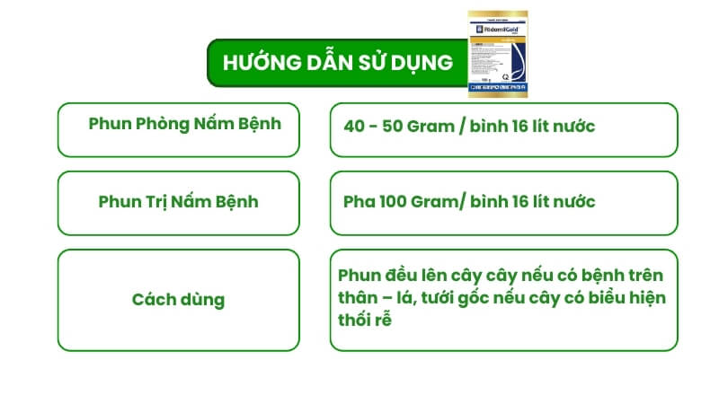 hướng dẫn sử dụng thuốc trừ nấm ridomil gold